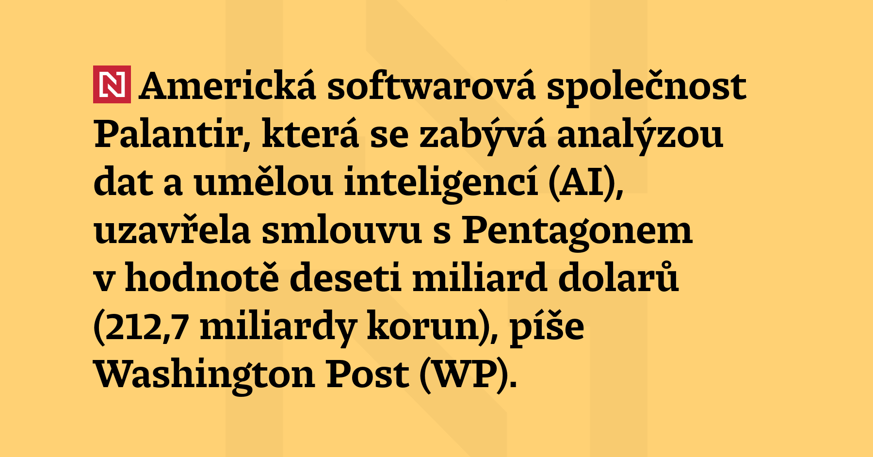 Americká softwarová společnost Palantir, která se zabývá analýzou dat a umělou...