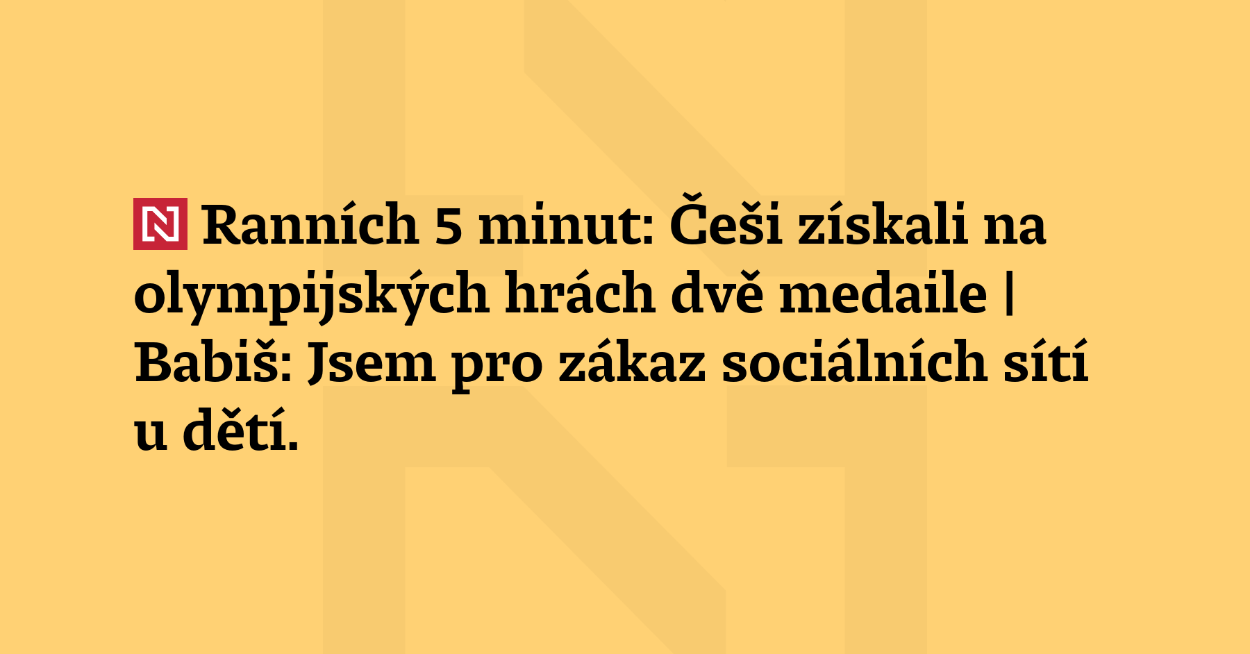 Ranních 5 minut: Češi získali na olympijských hrách dvě medaile |...