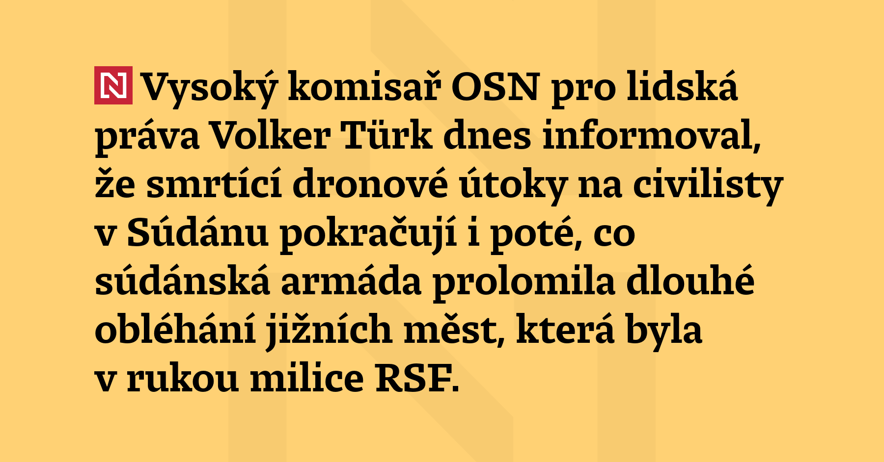 Vysoký komisař OSN pro lidská práva Volker Türk dnes informoval,...