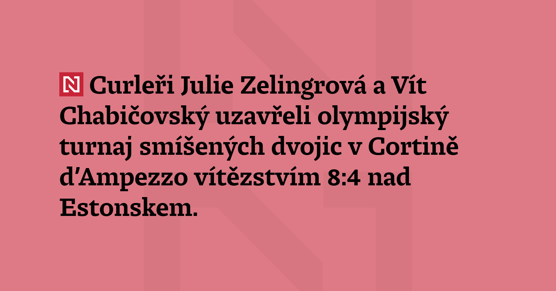 Curleři Julie Zelingrová a Vít Chabičovský uzavřeli olympijský turnaj smíšených dvojic...