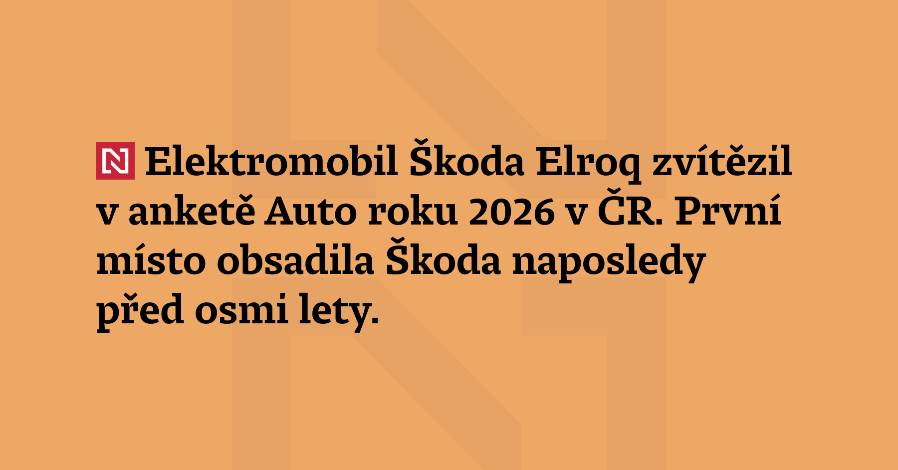 Elektromobil Škoda Elroq zvítězil v anketě Auto roku 2026 v ČR. První místo...