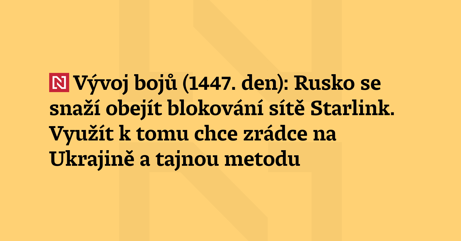 Vývoj bojů (1447. den): Rusko se snaží obejít omezení přístupu k satelitní...