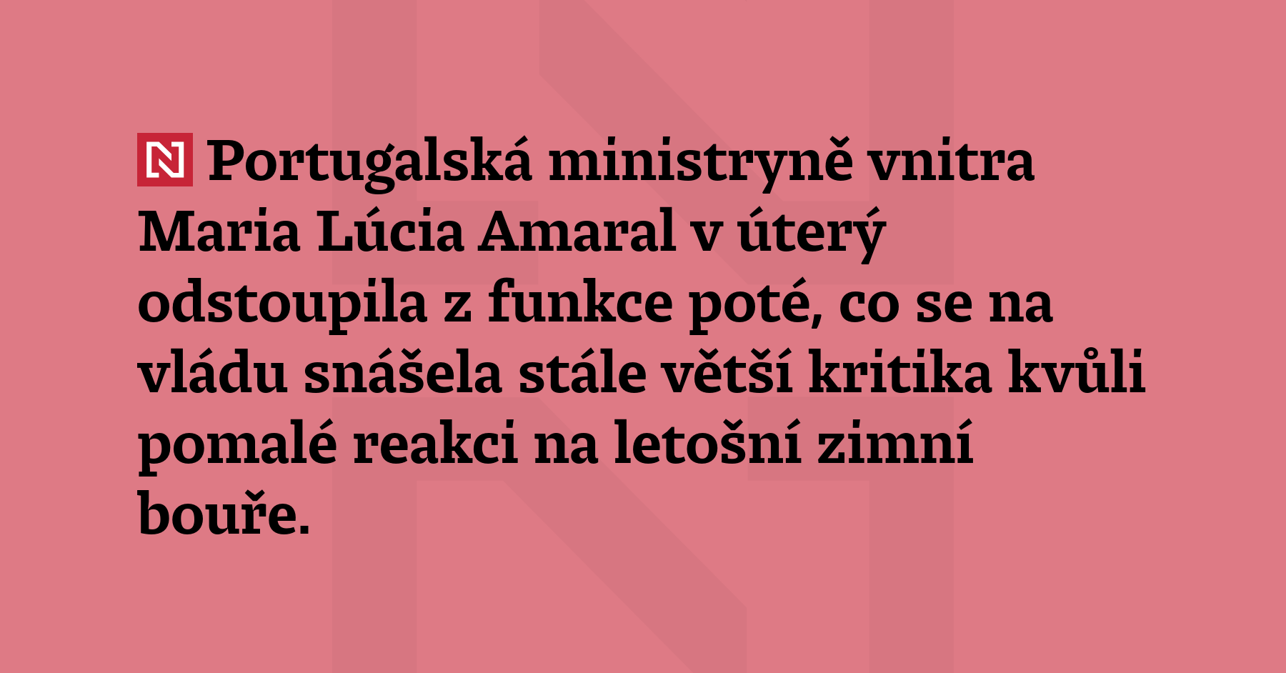 Portugalská ministryně vnitra Maria Lúcia Amaral v úterý odstoupila z funkce poté,...
