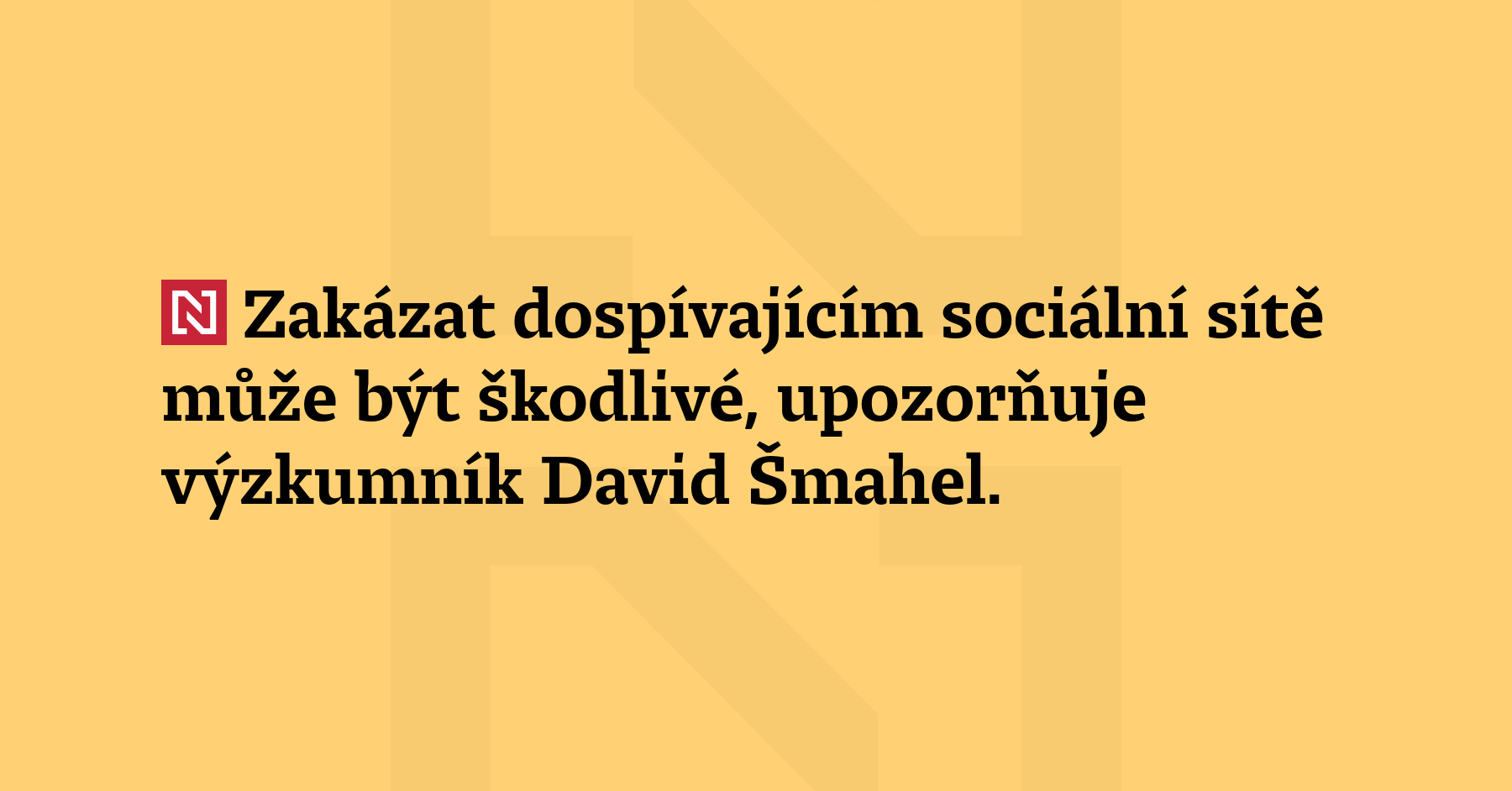 Zakázat dospívajícím sociální sítě může být škodlivé, upozorňuje výzkumník David...