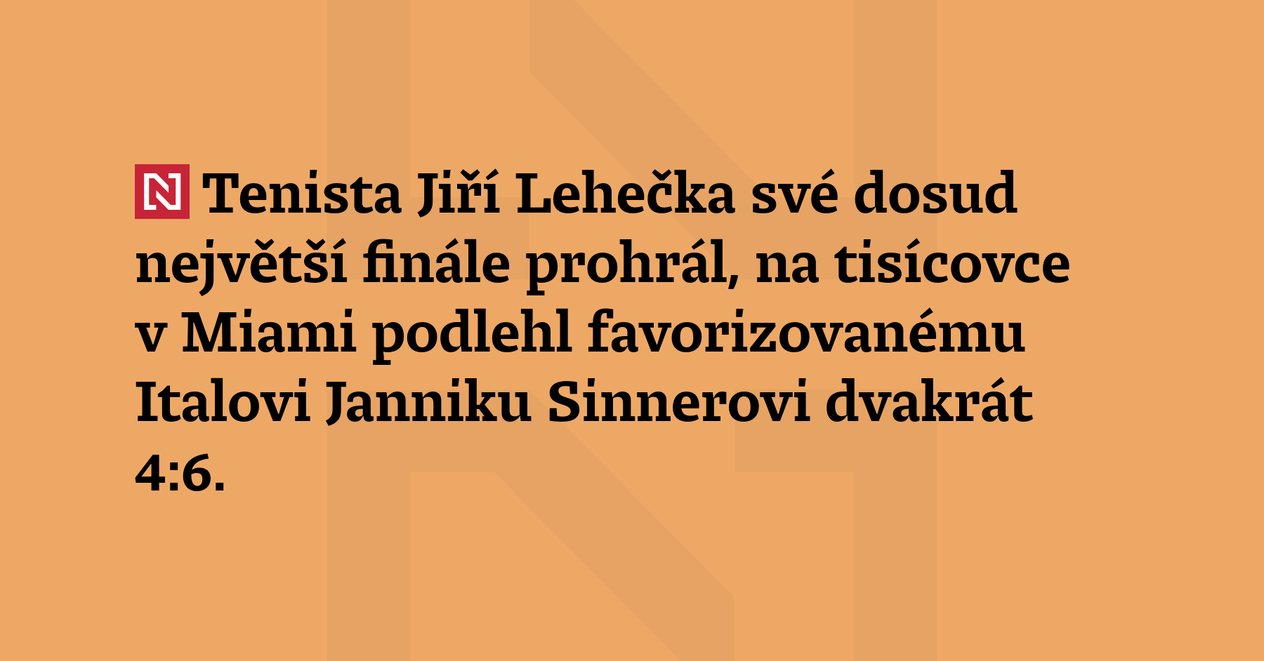 Tenista Jiří Lehečka své dosud největší finále prohrál, na tisícovce...