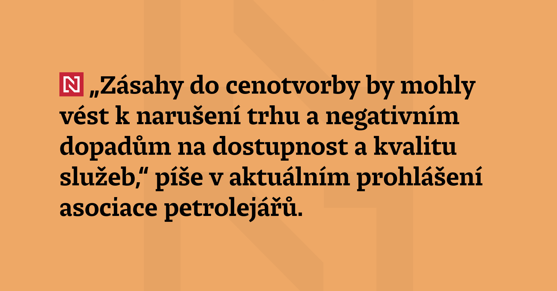 „Zásahy do cenotvorby by mohly vést k narušení trhu a negativním dopadům...