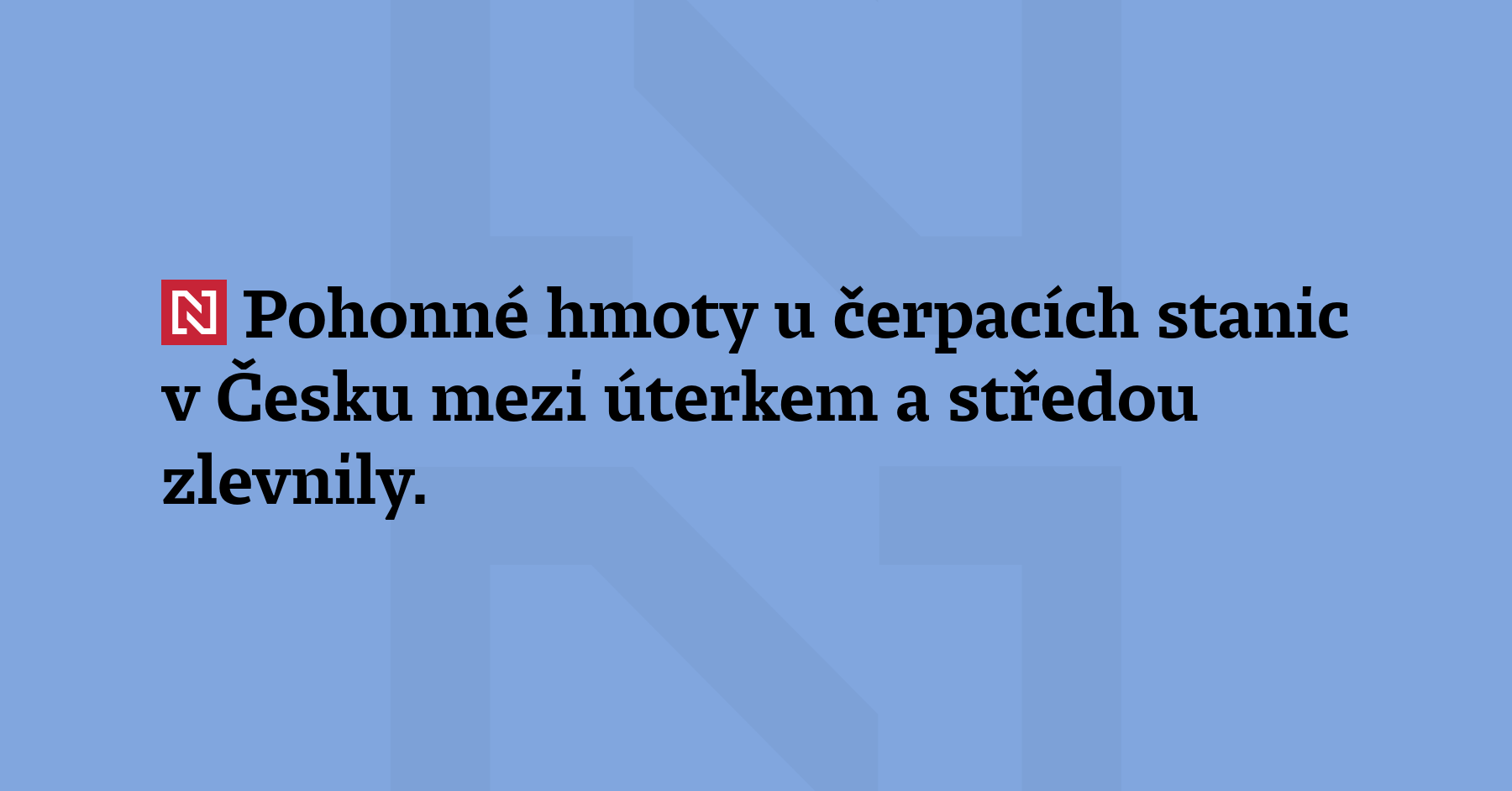Pohonné hmoty u čerpacích stanic v Česku mezi úterkem a středou zlevnily. Průměrná...
