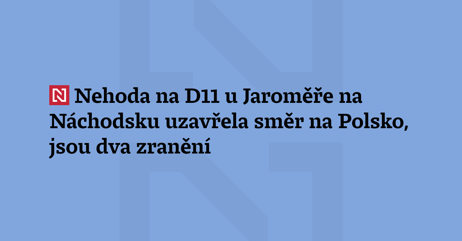 Nehoda dvou osobních aut na konci dálnice D11 u Jaroměře na Náchodsku...