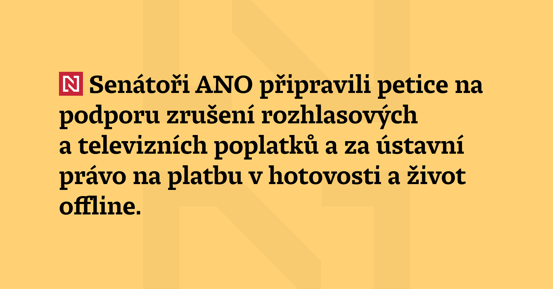 Senátoři ANO připravili petice na podporu zrušení rozhlasových a televizních poplatků...