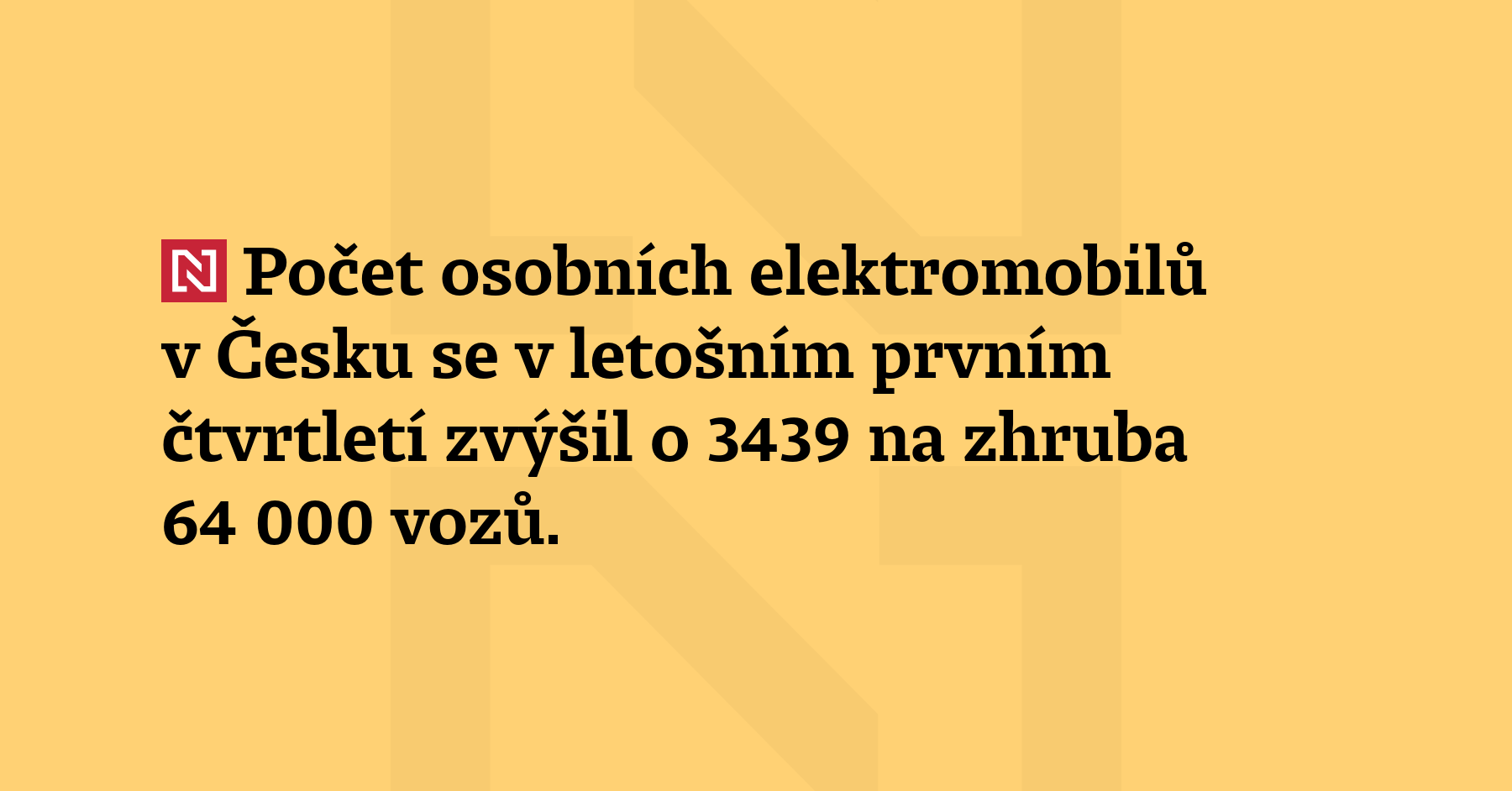 Počet osobních elektromobilů v Česku se v letošním prvním čtvrtletí zvýšil o 3439 na...
