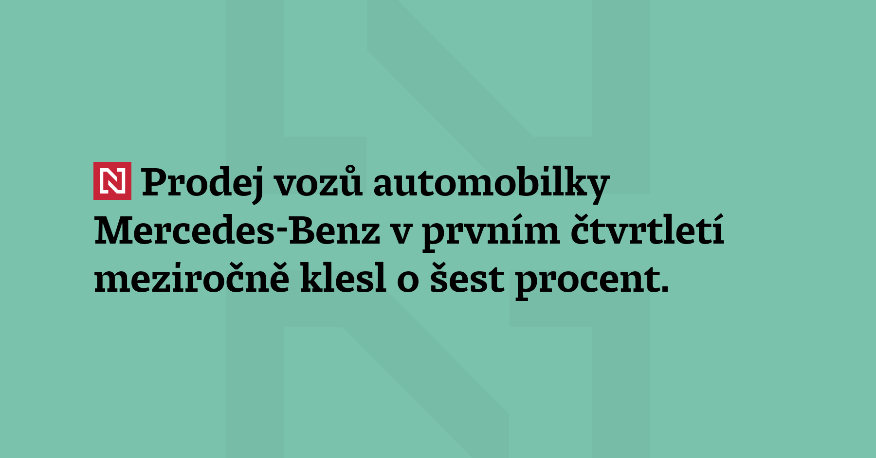 Prodej vozů automobilky Mercedes-Benz v prvním čtvrtletí meziročně klesl o šest procent....