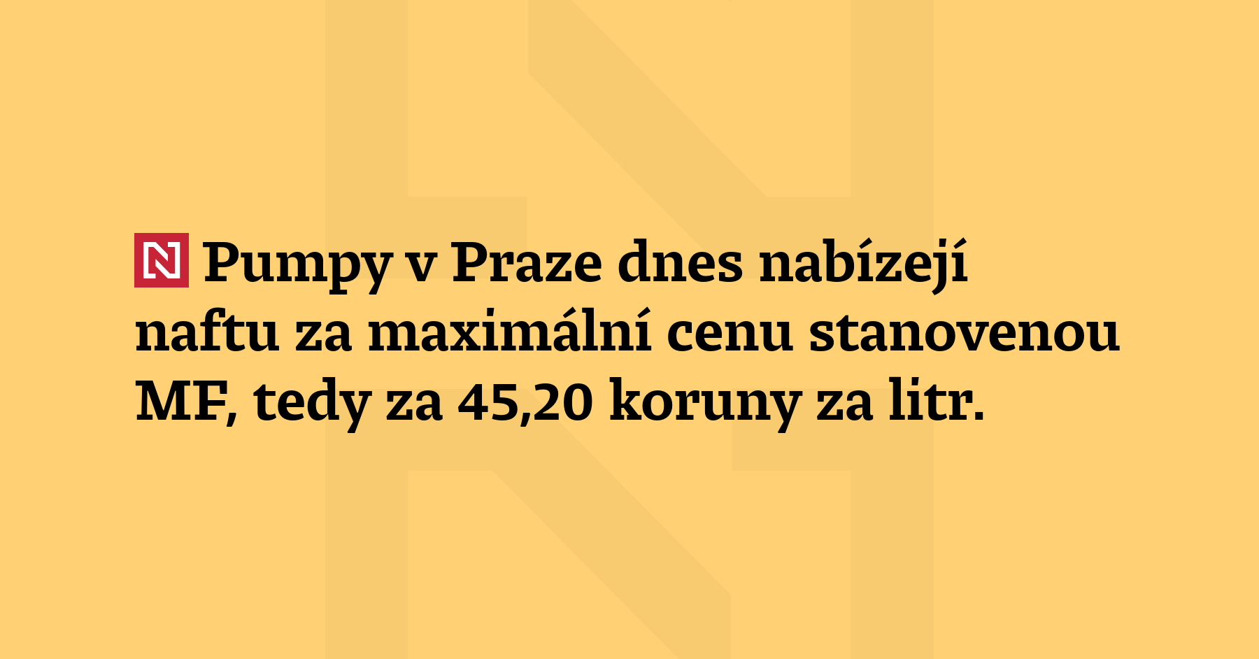 Pumpy v Praze dnes nabízejí naftu za maximální cenu stanovenou MF,...