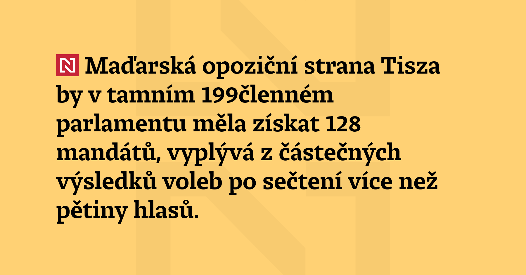 Maďarská opoziční strana Tisza by v tamním 199členném parlamentu měla...