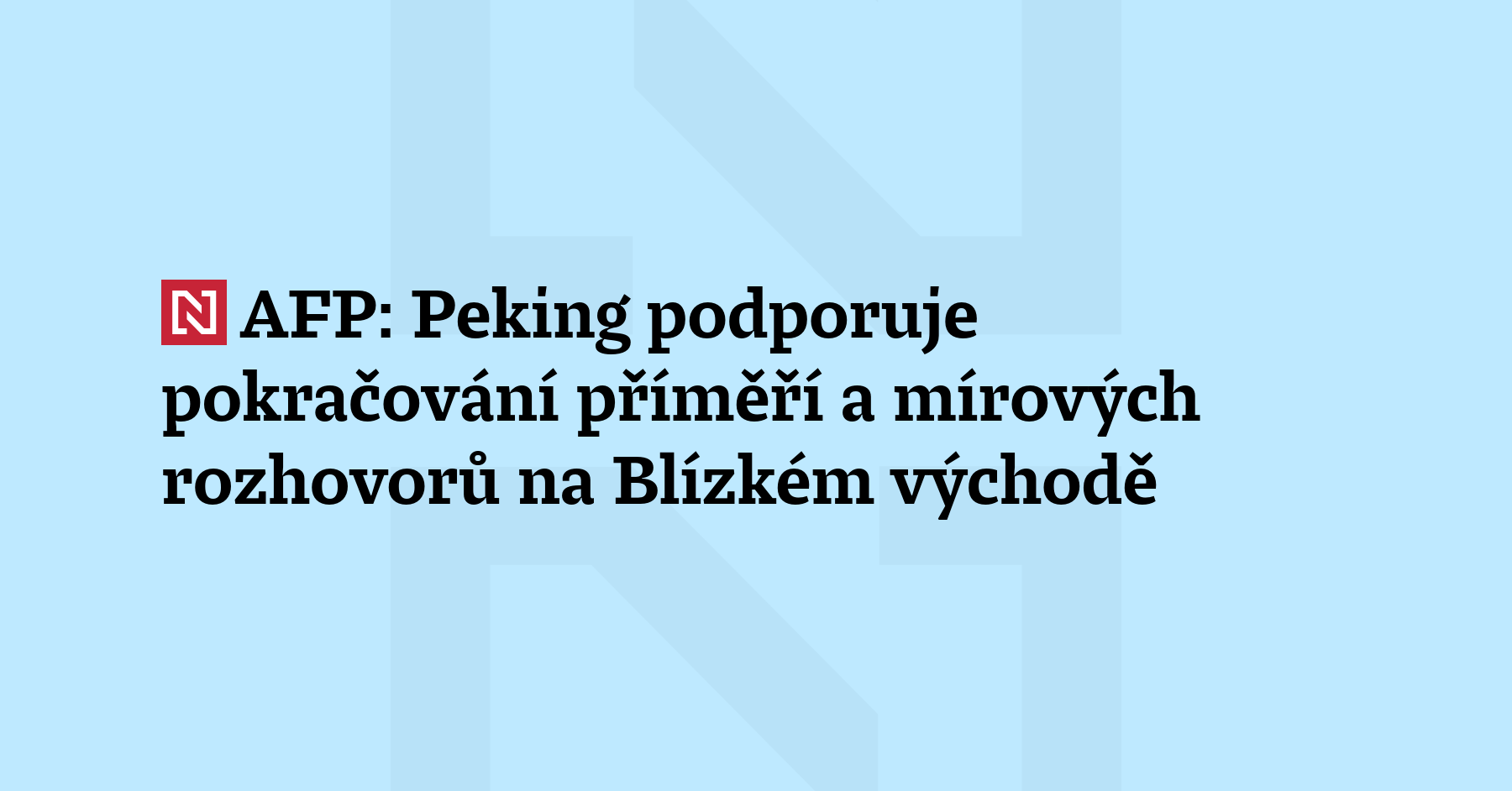 Peking podporuje pokračování stávajícího příměří a mírových rozhovorů, řekl dnes...