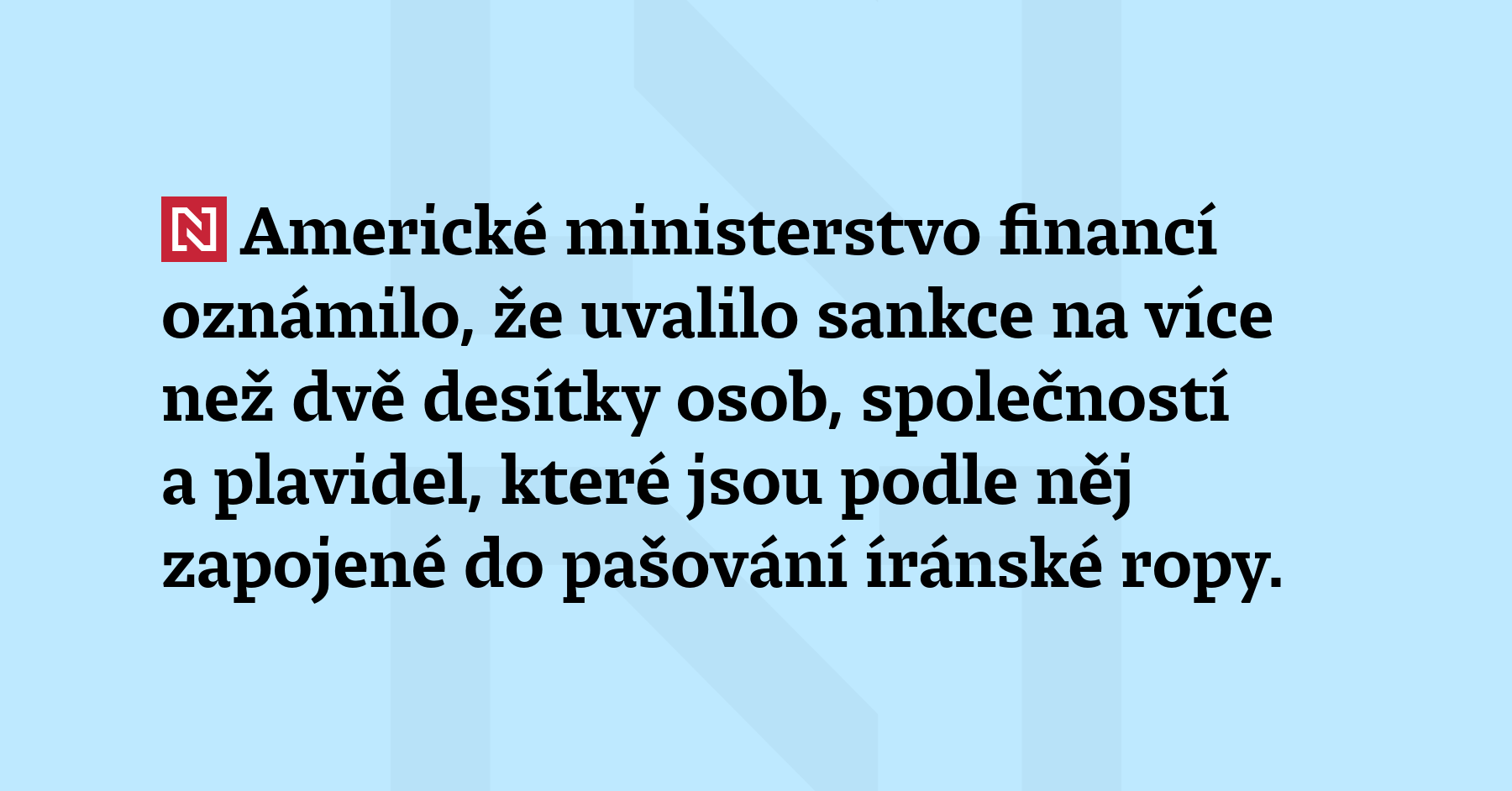 Americké ministerstvo financí oznámilo, že uvalilo sankce na více než...