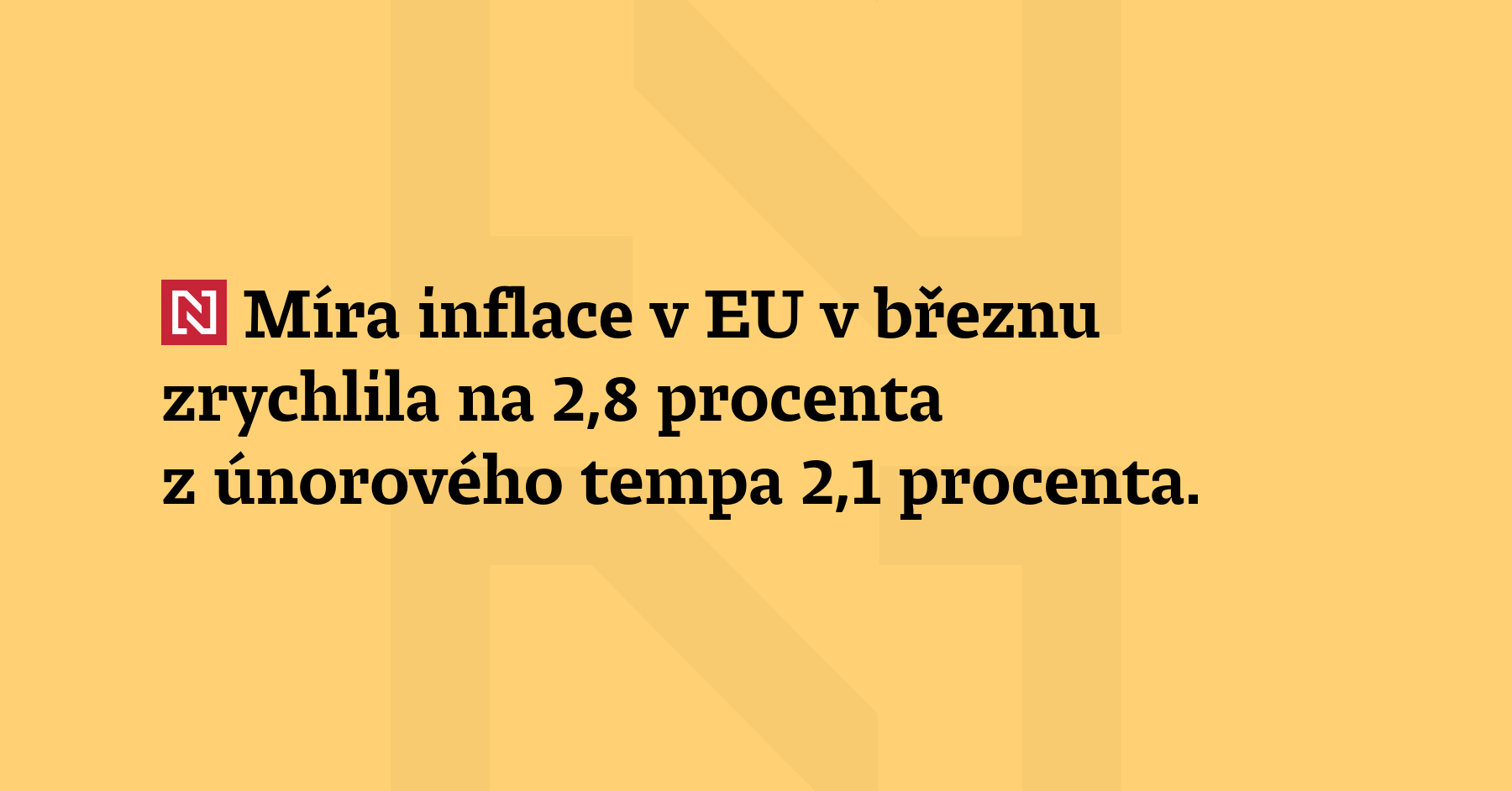 Míra inflace v EU v březnu zrychlila na 2,8 procenta...