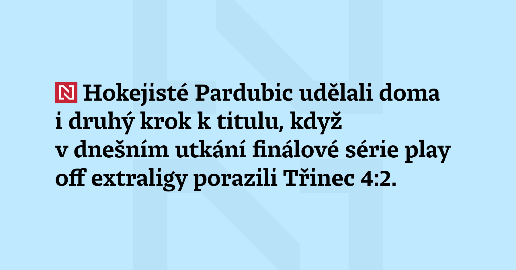 Hokejisté Pardubic udělali doma i druhý krok k titulu, když v dnešním utkání...