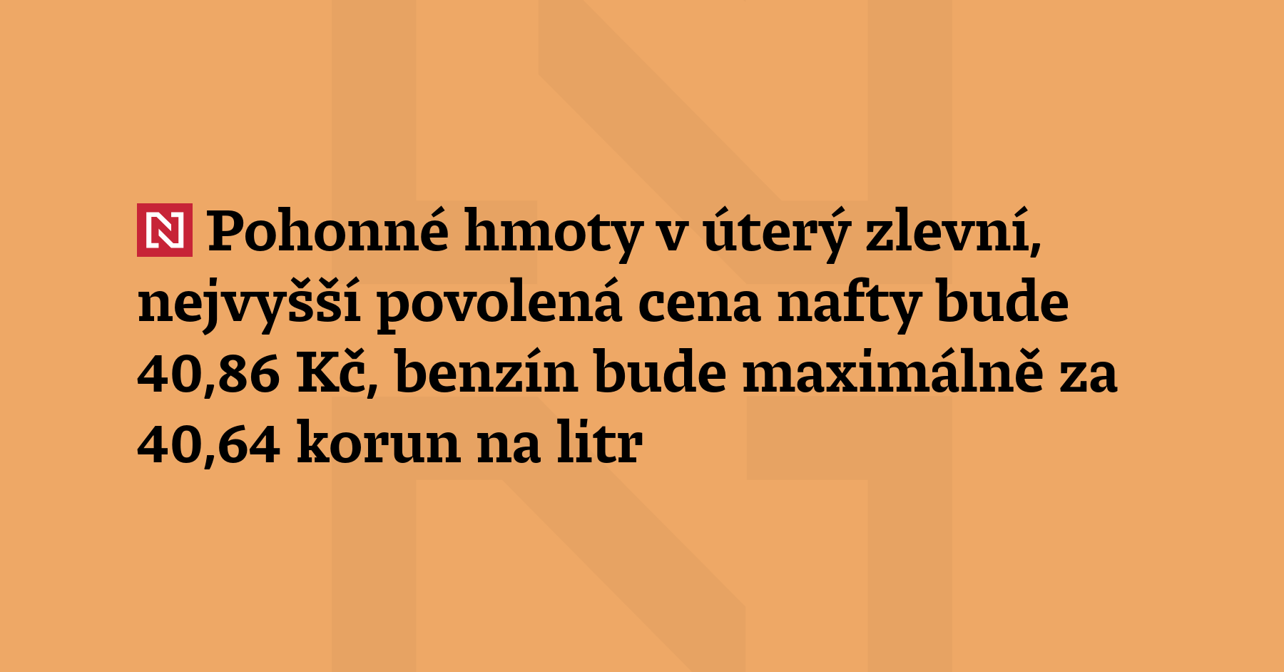 Pohonné hmoty v úterý opět zlevní. Nejvyšší povolená cena nafty se...