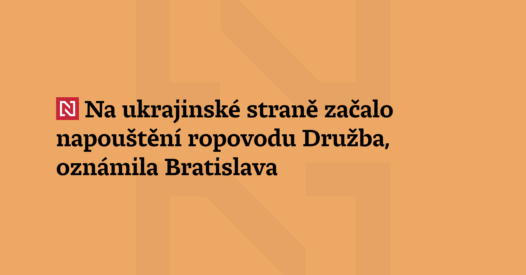 Na ukrajinské straně začalo tlakování a napouštění ropovodu Družba. S odvoláním na...