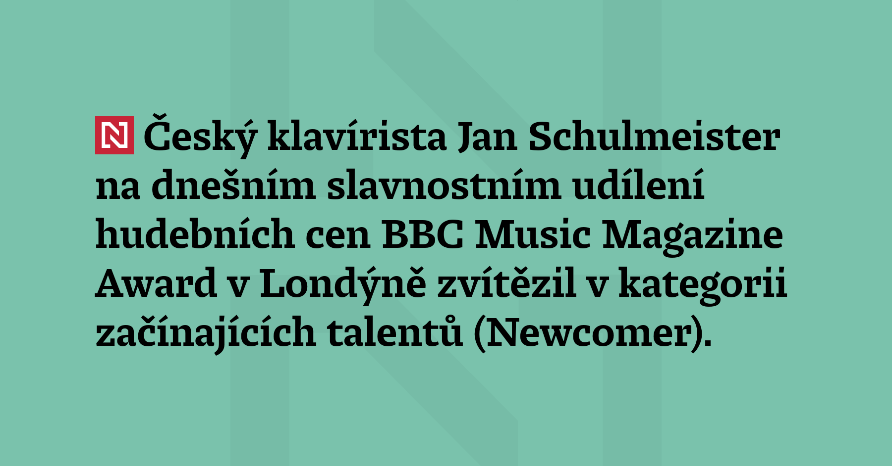 Český klavírista Jan Schulmeister na dnešním slavnostním udílení hudebních cen...