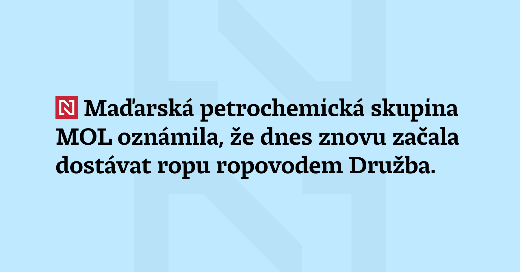 Maďarská petrochemická skupina MOL oznámila, že dnes znovu začala dostávat...