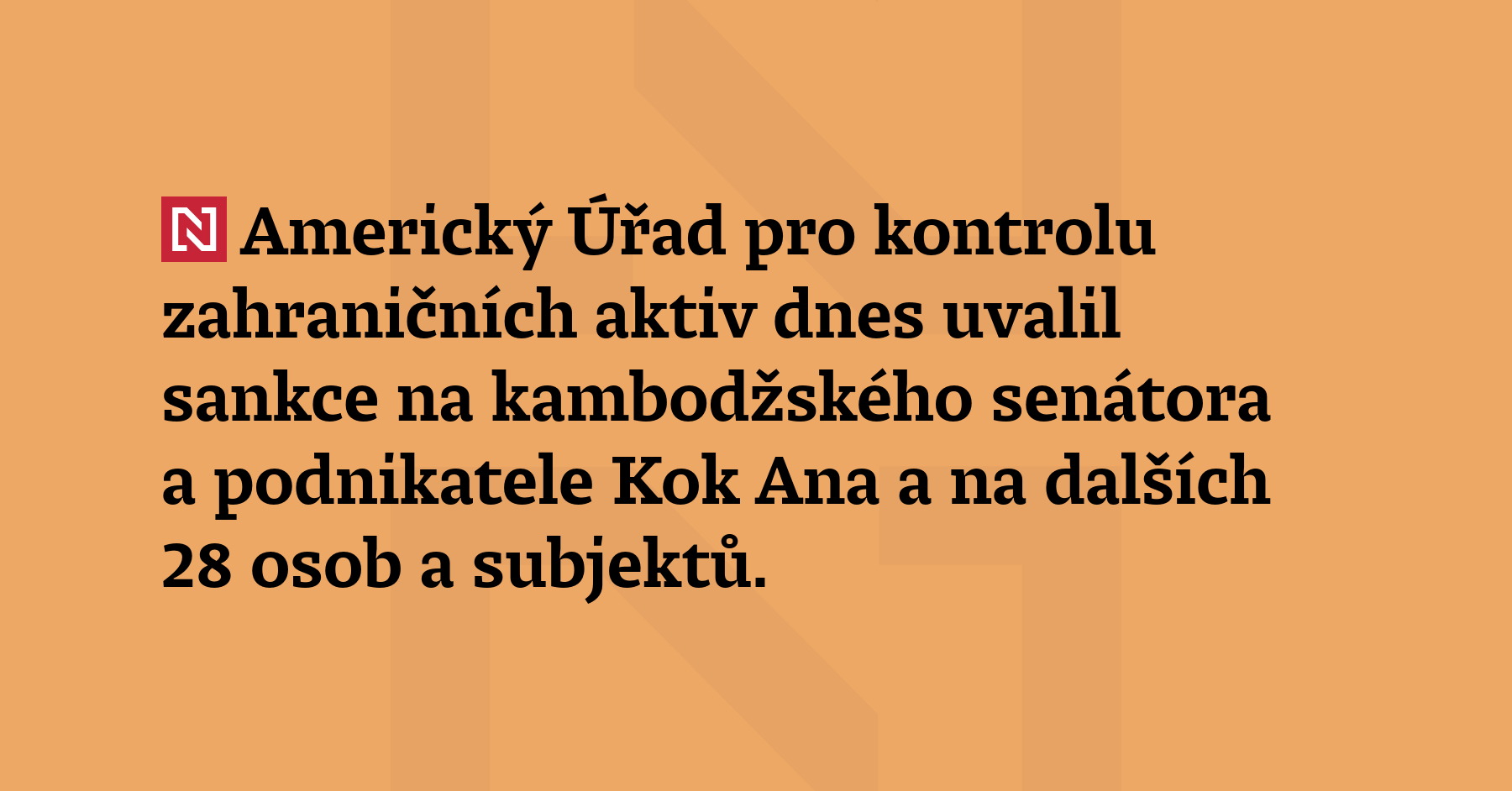 Americký Úřad pro kontrolu zahraničních aktiv dnes uvalil sankce na...