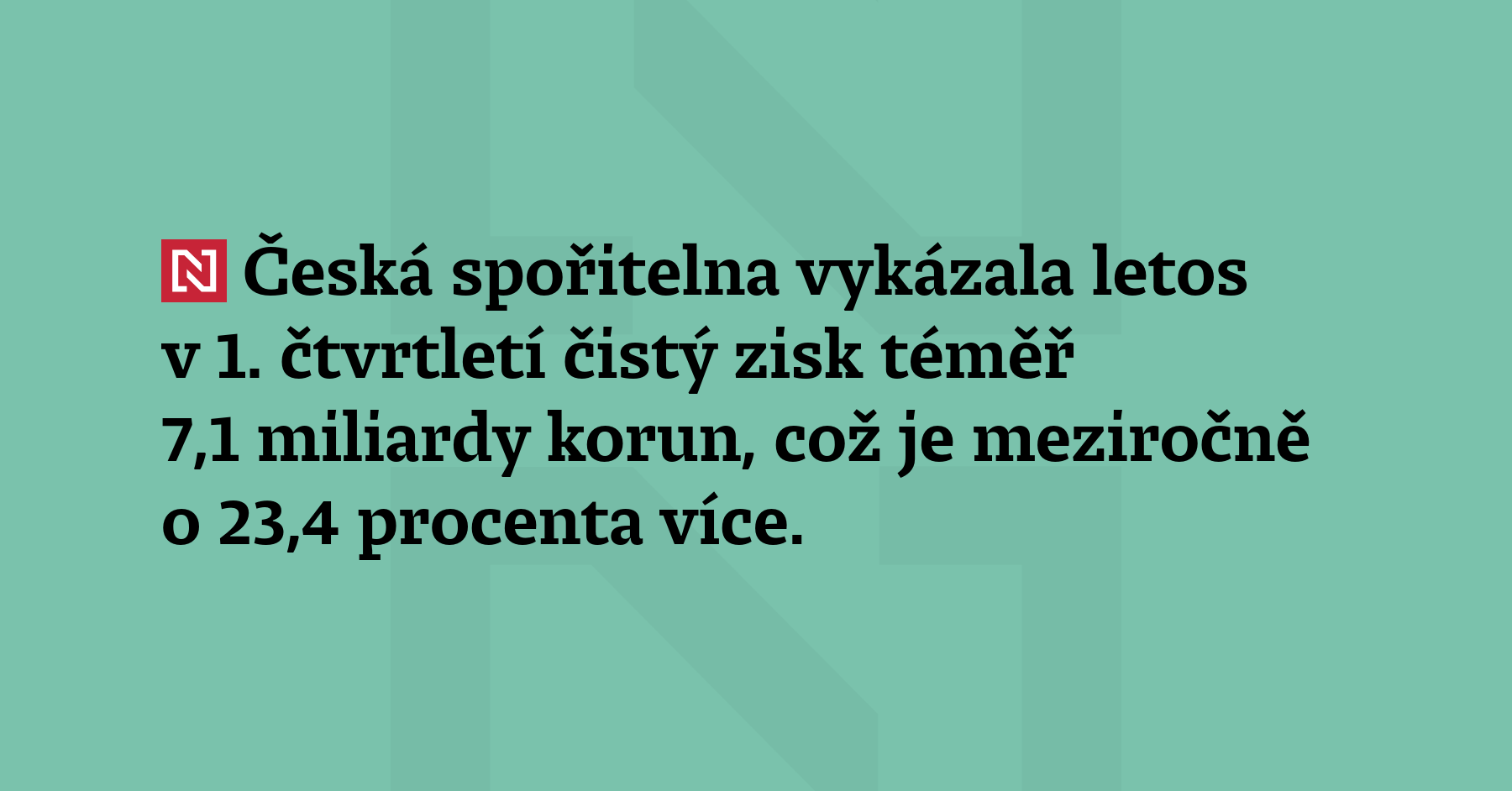 Česká spořitelna vykázala letos v 1. čtvrtletí čistý zisk téměř 7,1 miliardy korun,...