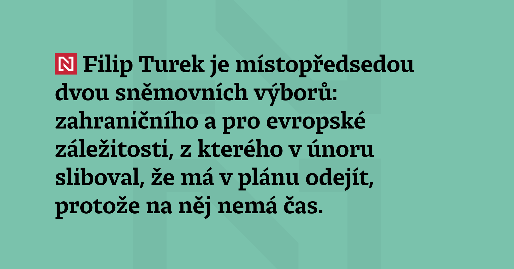Filip Turek je místopředsedou dvou sněmovních výborů: zahraničního a pro...