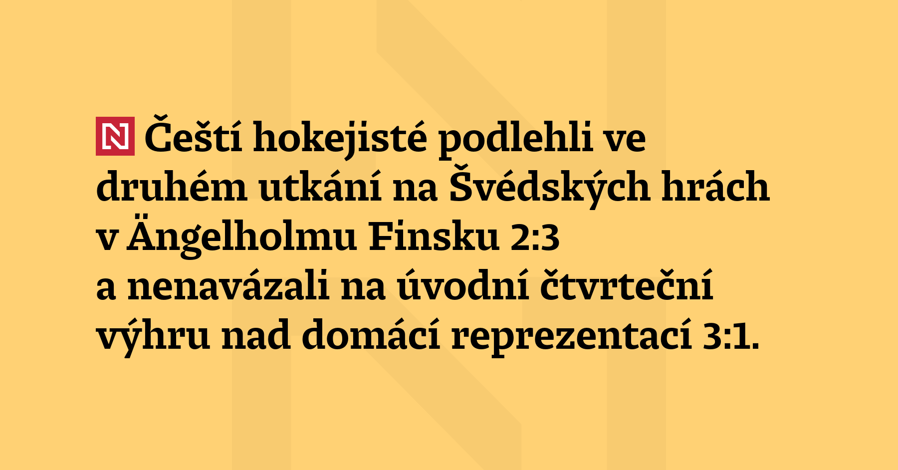 Čeští hokejisté podlehli ve druhém utkání na Švédských hrách v Ängelholmu...