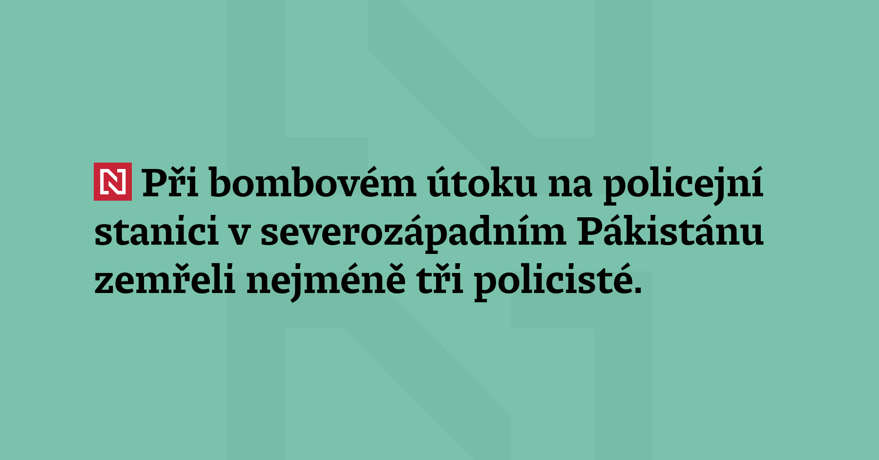 Při bombovém útoku na policejní stanici v severozápadním Pákistánu zemřeli nejméně...