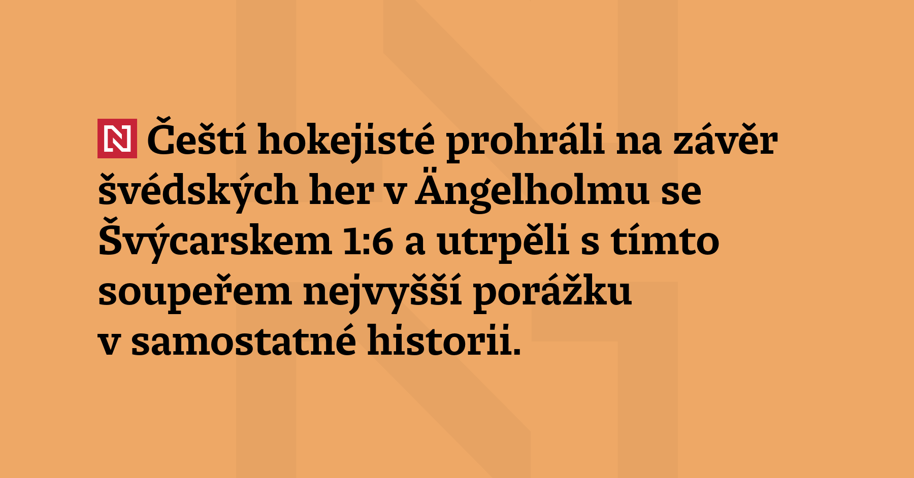 Čeští hokejisté prohráli na závěr švédských her v Ängelholmu se Švýcarskem...