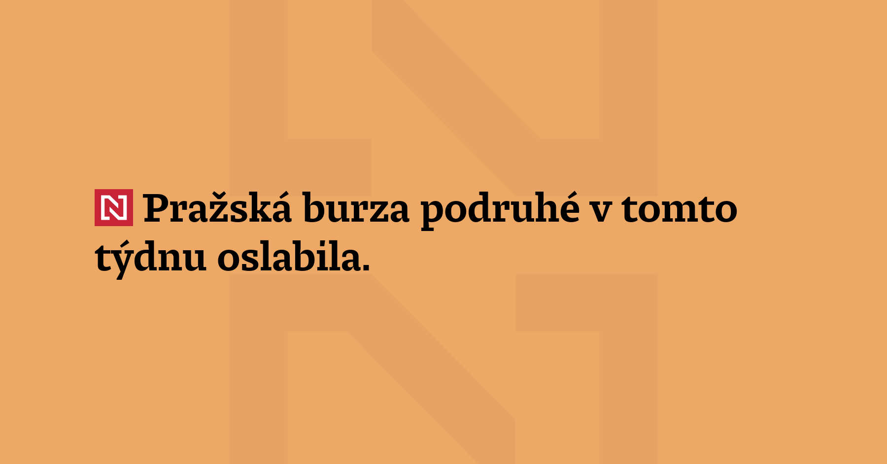 Pražská burza podruhé v tomto týdnu oslabila. Index PX klesl o procento...
