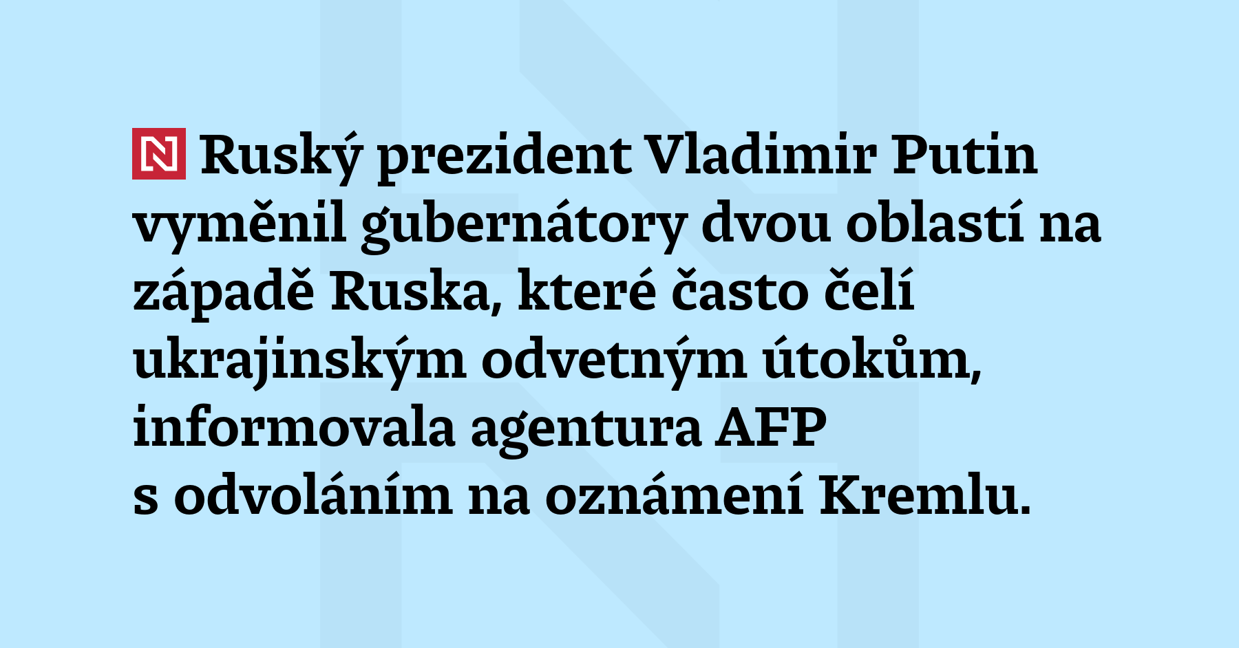 Ruský prezident Vladimir Putin vyměnil gubernátory dvou oblastí na západě...