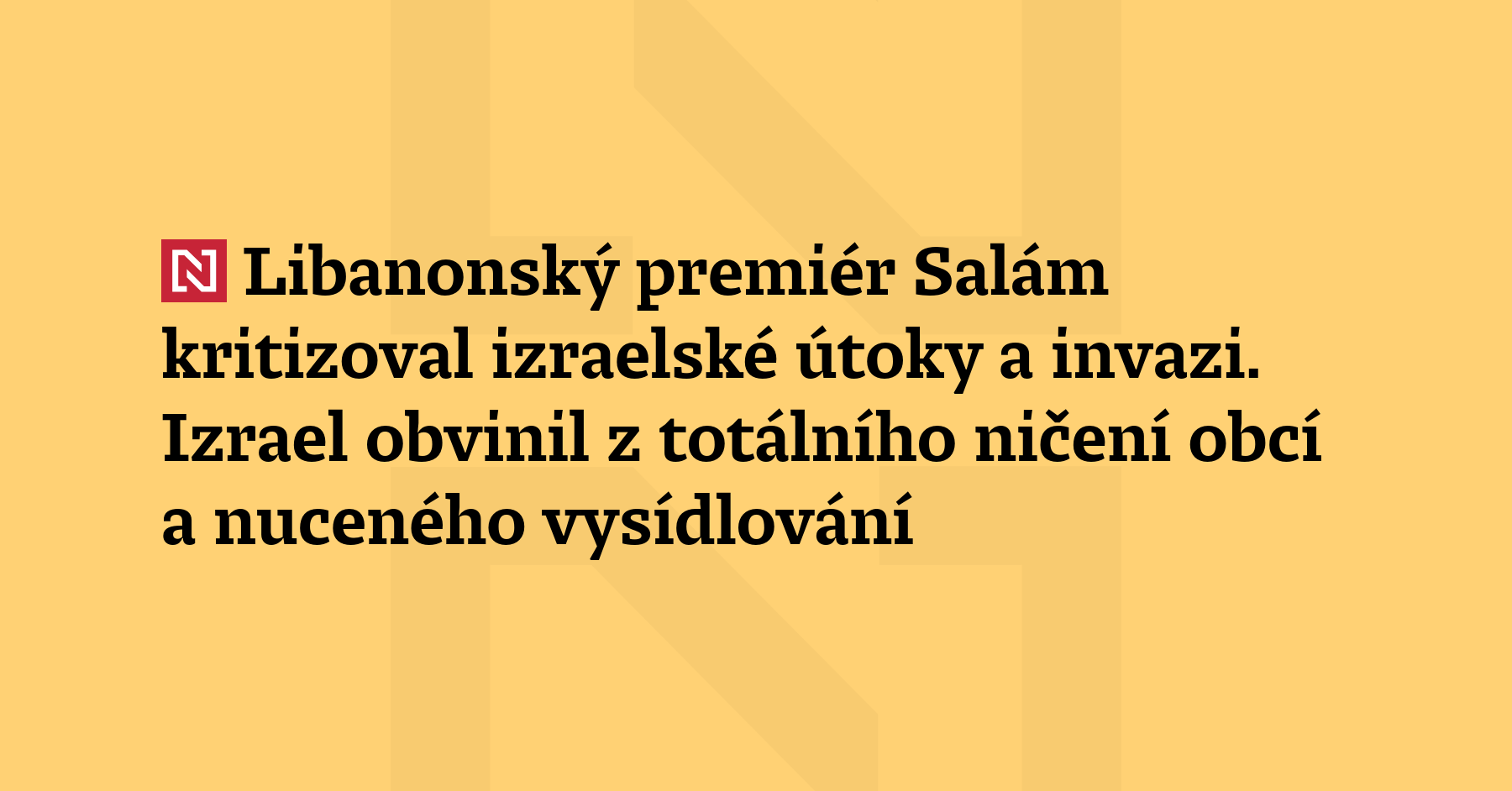 Libanonský premiér Nawaf Salam ostře zkritizoval izraelské nálety a invazi do...