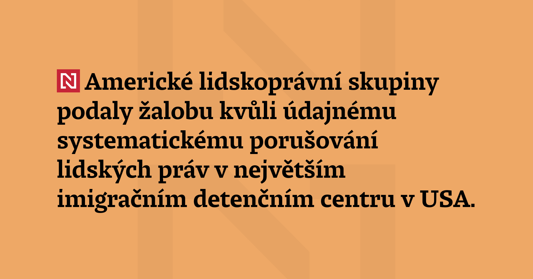 Americké lidskoprávní skupiny podaly žalobu kvůli údajnému systematickému porušování lidských...