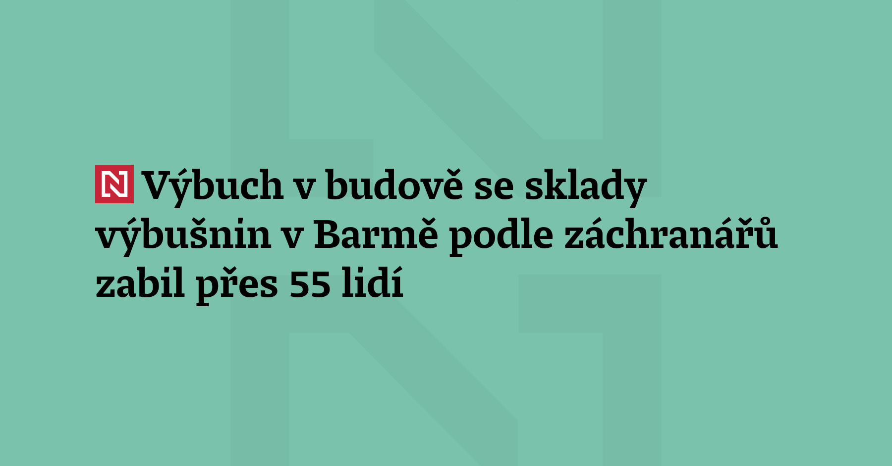 Výbuch v budově v severovýchodním Myanmaru, kde měly být uskladněny trhaviny pro...