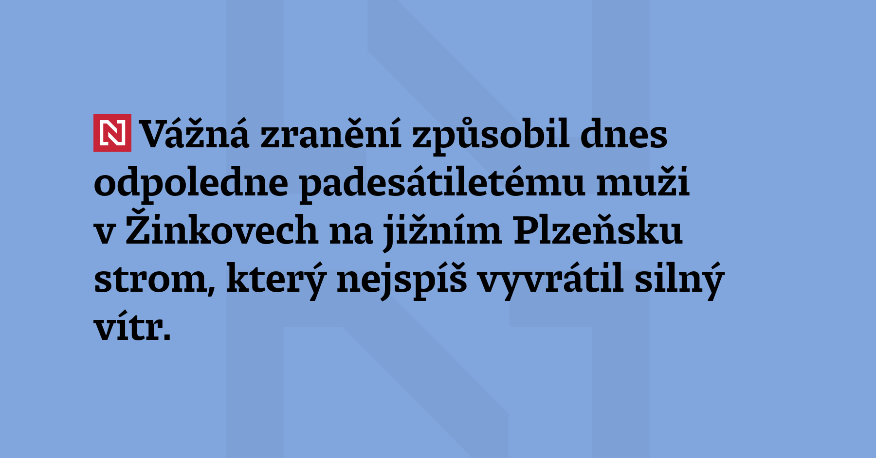 Vážná zranění způsobil dnes odpoledne padesátiletému muži v Žinkovech na jižním...