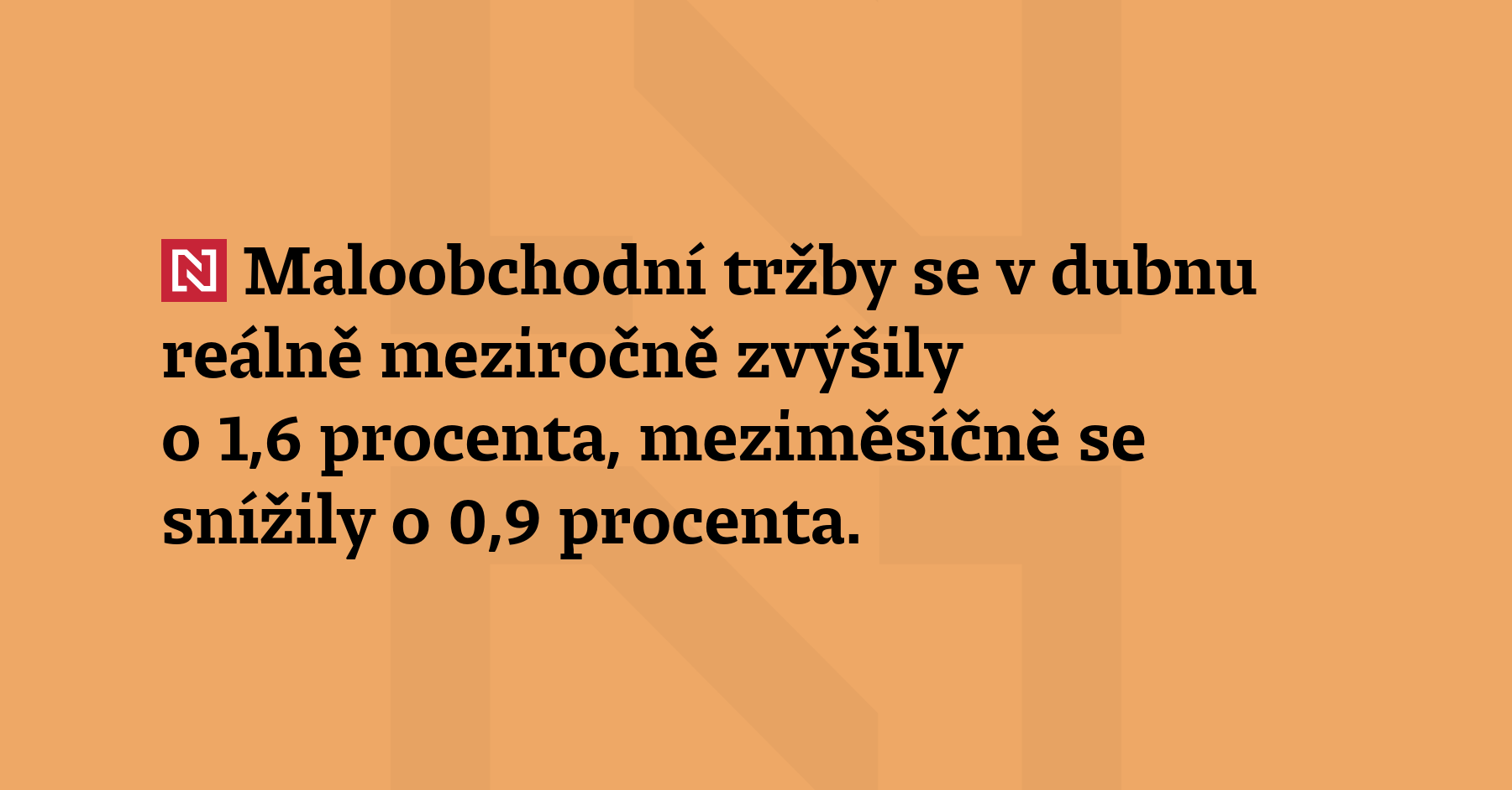 Maloobchodní tržby se v dubnu reálně meziročně zvýšily o 1,6 procenta, meziměsíčně se...