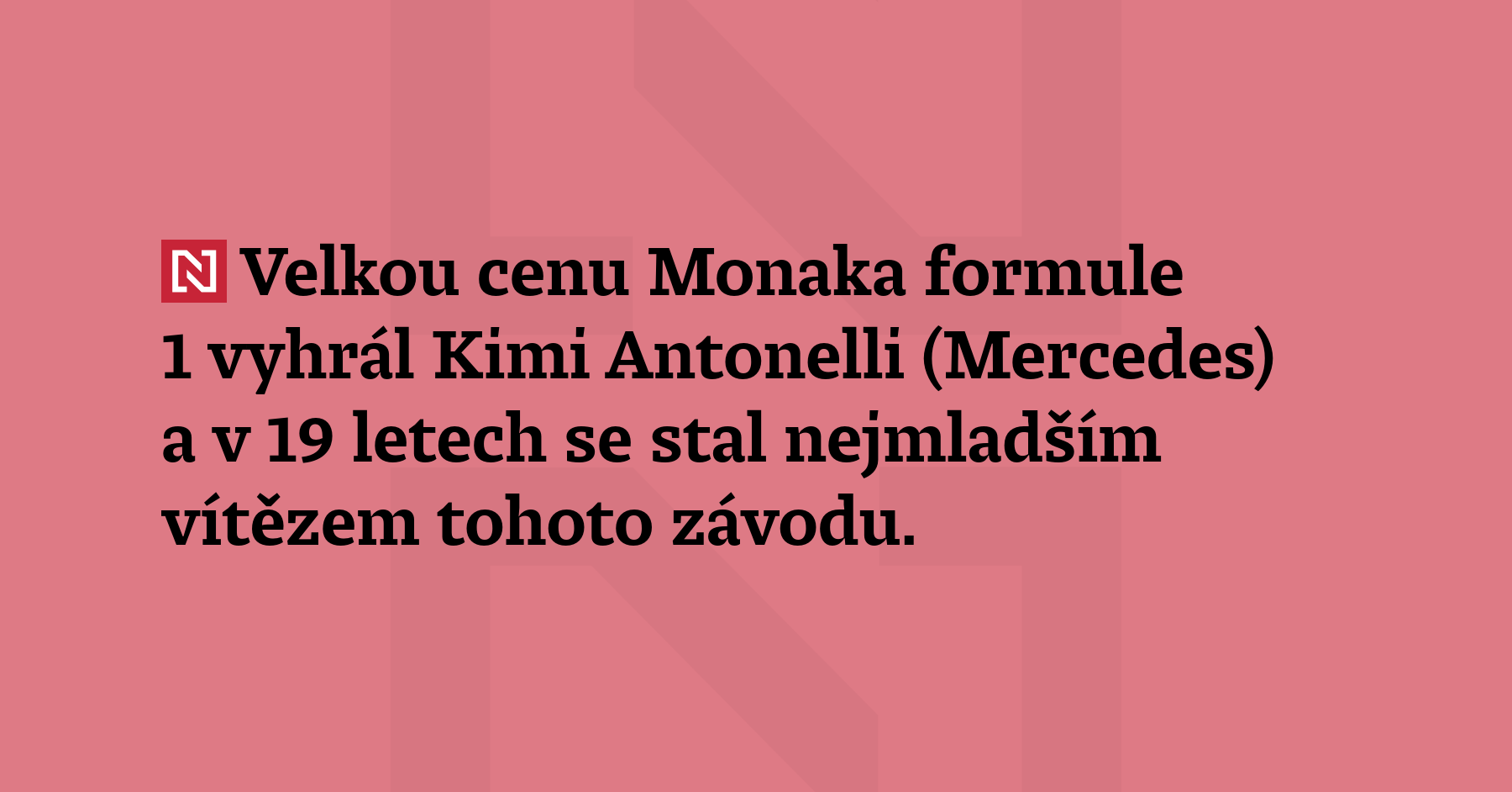 Velkou cenu Monaka formule 1 vyhrál Kimi Antonelli (Mercedes