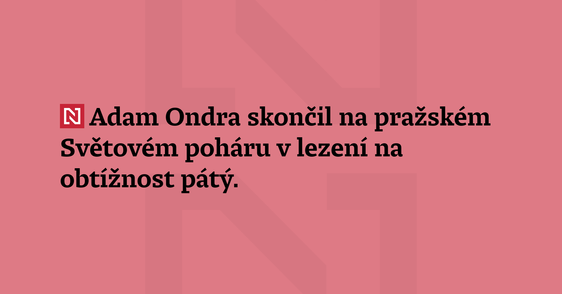 Adam Ondra skončil na pražském Světovém poháru v lezení na o