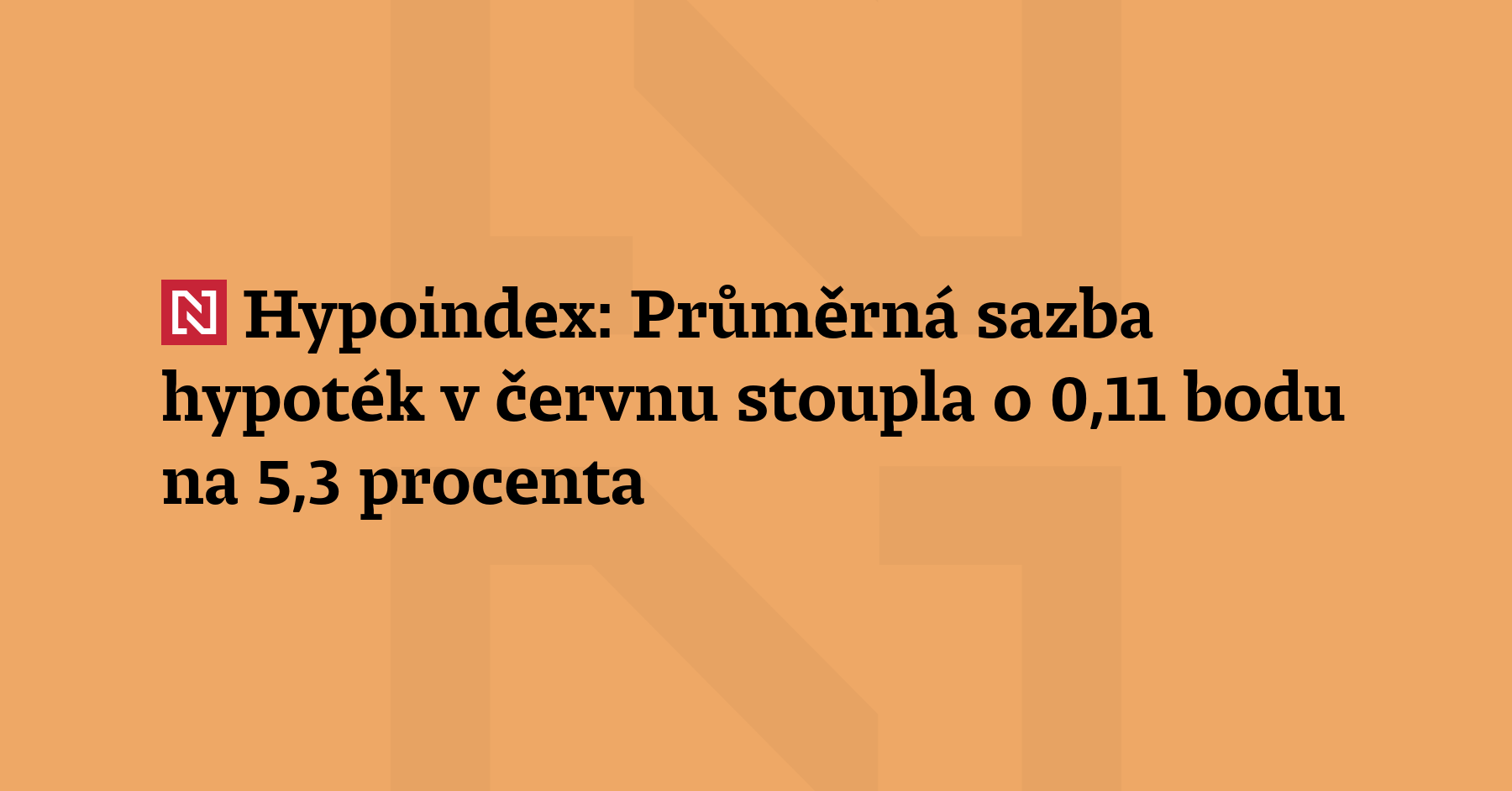 Průměrná sazba hypoték počátkem června meziměsíčně
