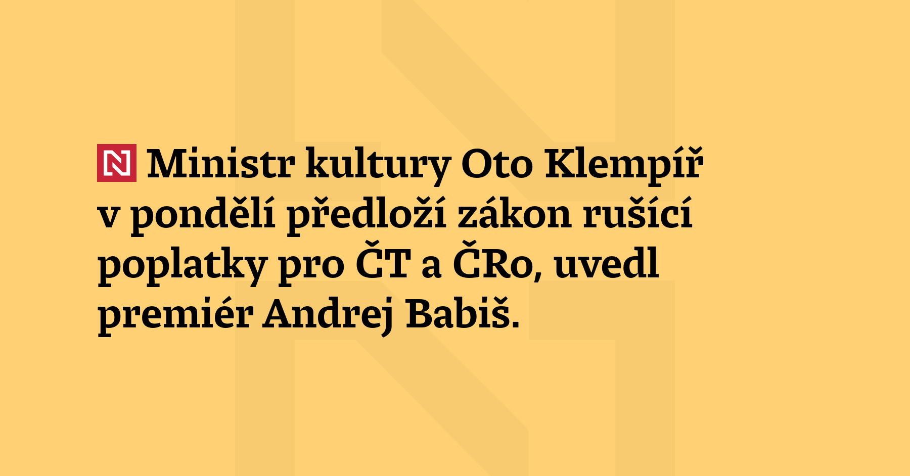 Ministr kultury Oto Klempíř v pondělí předloží zák