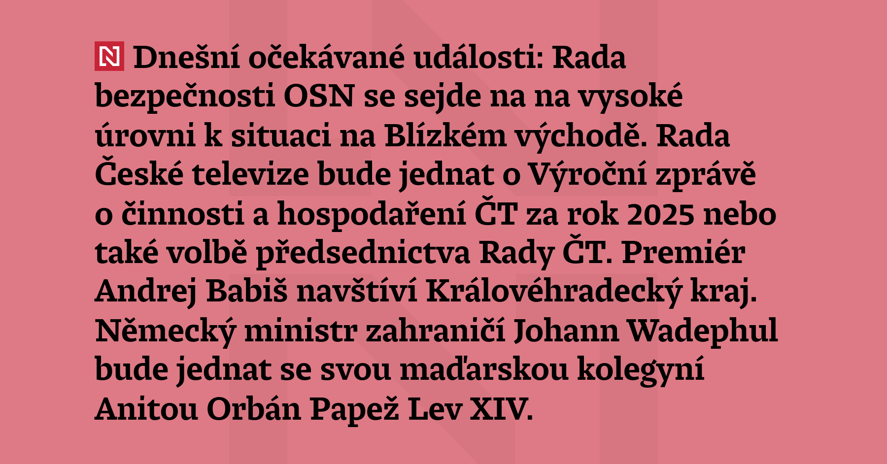 Dnešní očekávané události: Rada bezpečnosti OSN se