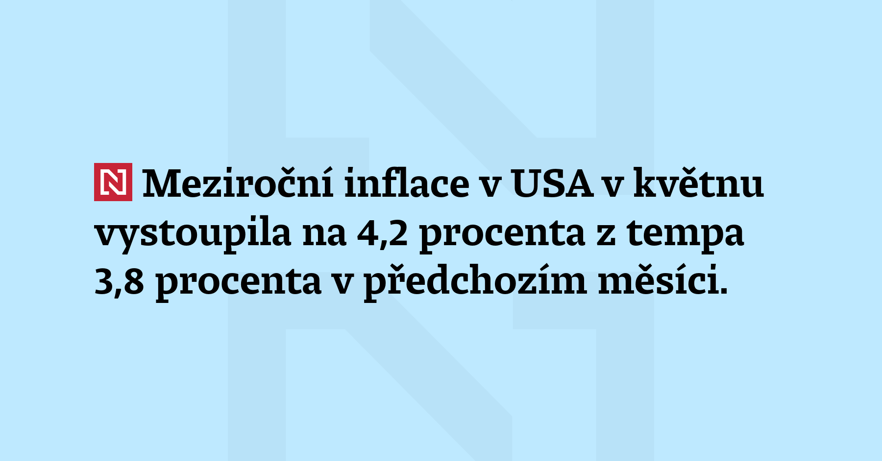 Meziroční inflace v USA v květnu vystoupila na 4,2