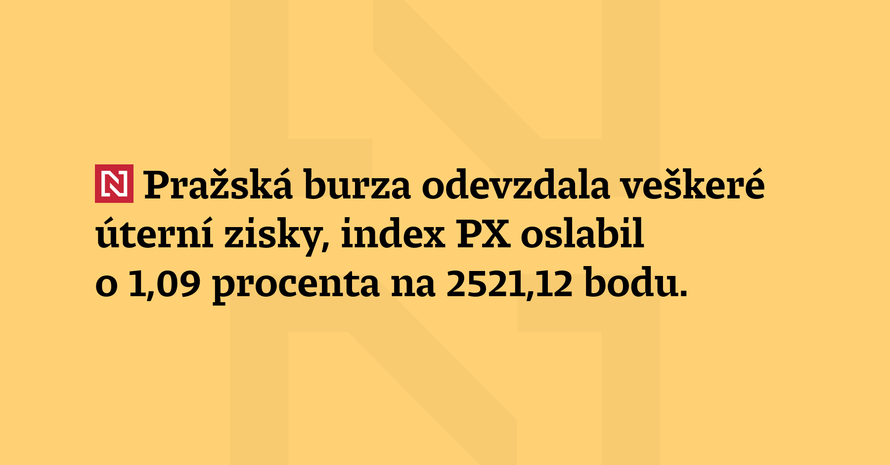 Pražská burza odevzdala veškeré úterní zisky, inde