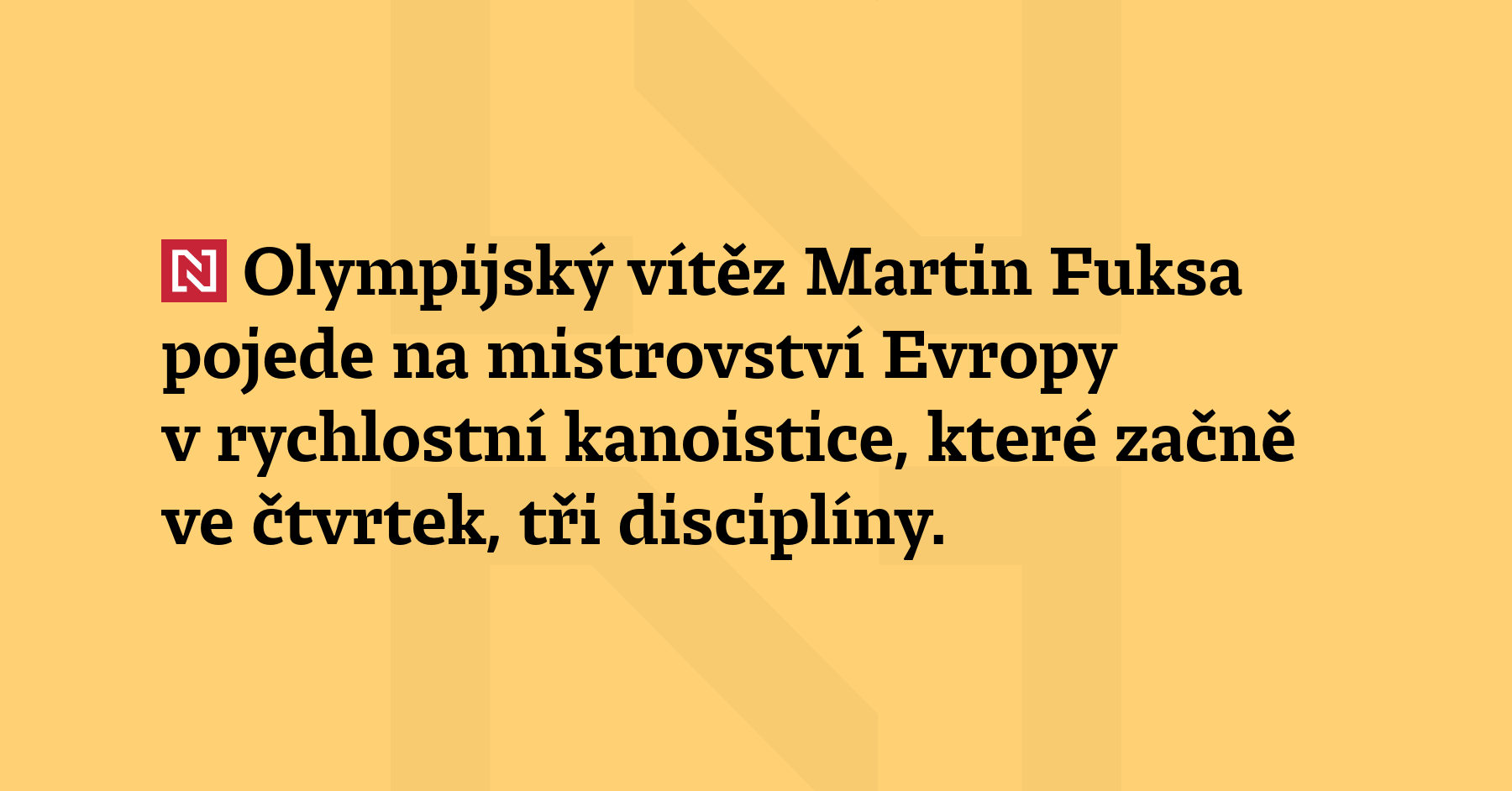 Olympijský vítěz Martin Fuksa pojede na mistrovství Evropy v