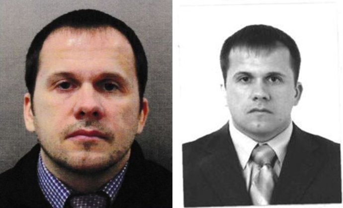 Agent GRU uváděný pod jménem Petrov na fotografii z pasu, zdroj britská Metropolitan Police, a z ruského státního archivu. Zdroj: Bellingcat