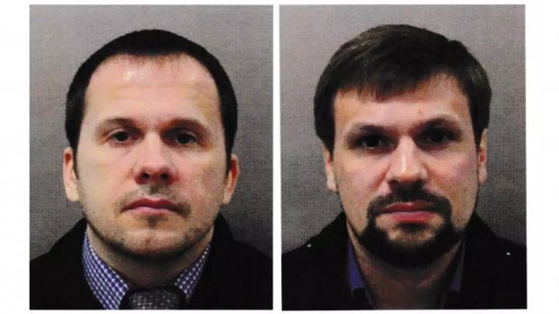 Údajní ruští turisté Petrov a Boširov, odhalení později jako agenti ruské vojenské tajné služby GRU. Zdroj: Britská Metropolitan Police