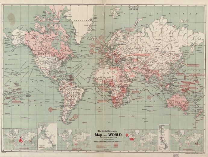 Mapa světa 1918, The Daily Telegraph, Library of Congress