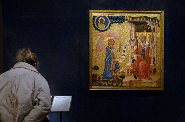 Obraz Zvěstování Panně Marii od Mistra vyšebrodského oltáře, který je uložen v klášteře sv. Anežky. Nyní chce Národní galerie koupit podobné dílo z téže dílny. Foto: ČTK